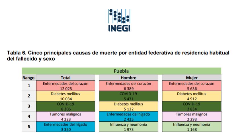 iNEGI TABLA DEFUNCIONES