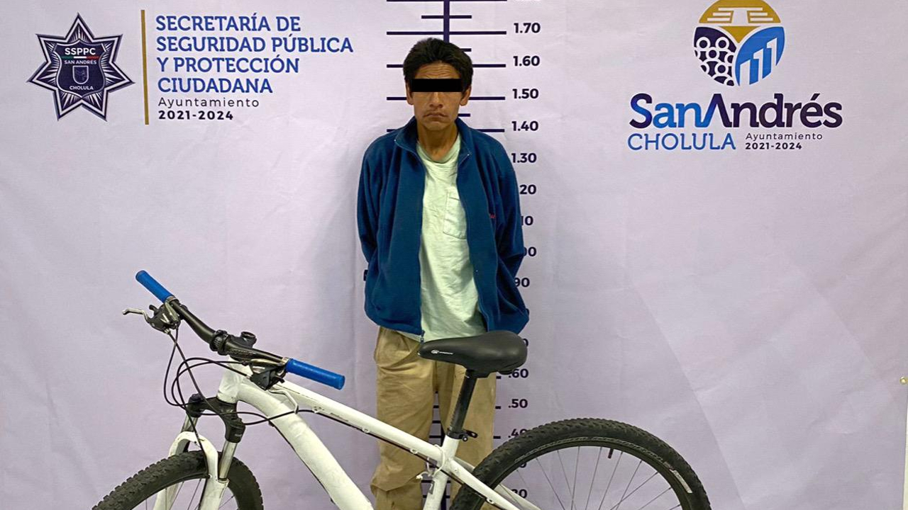 Detienen en San Andrés Cholula a presunto ladrón de bicicletas 