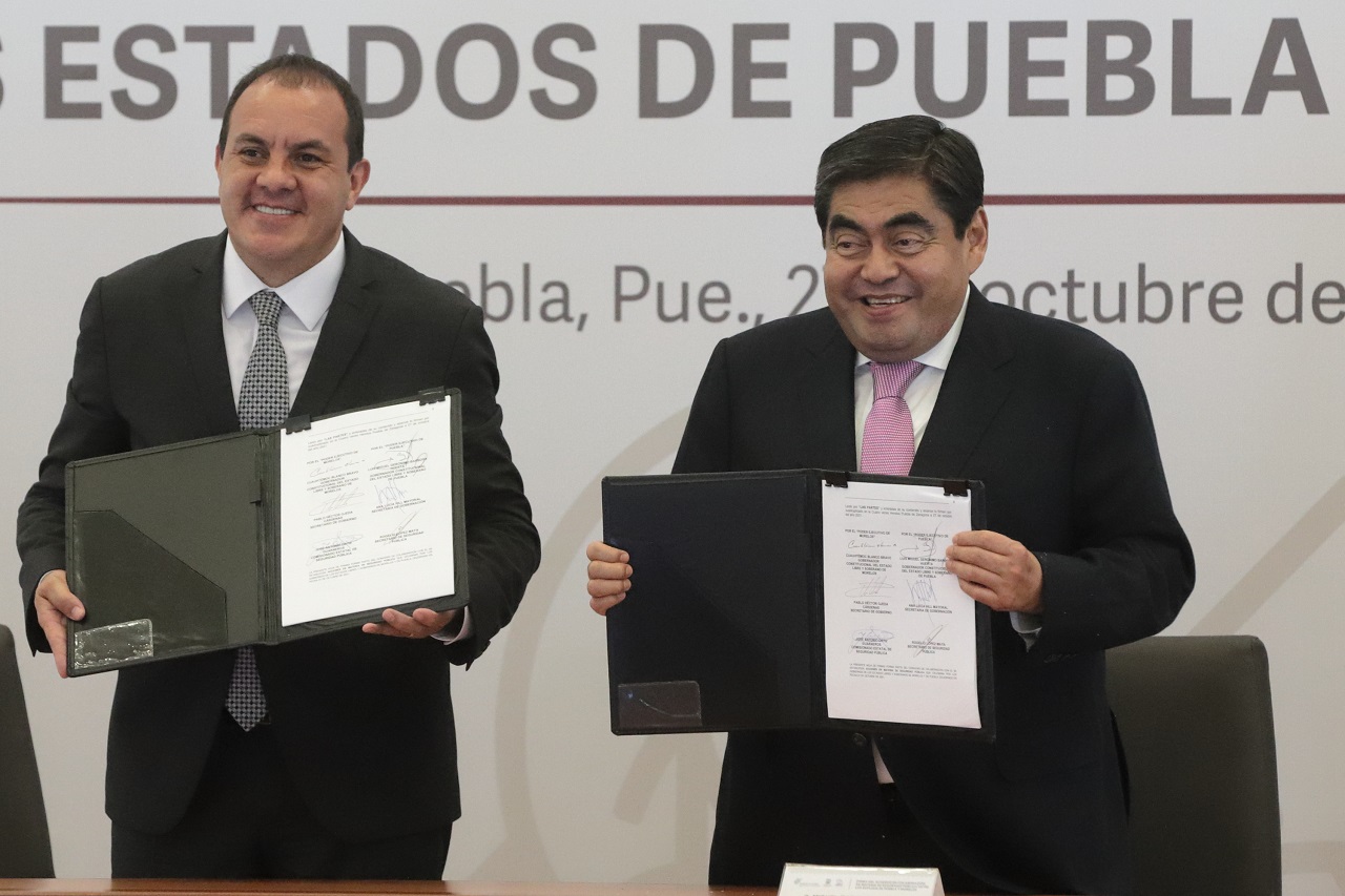 Puebla y Morelos firman acuerdo de coordinación en materia de seguridad pública