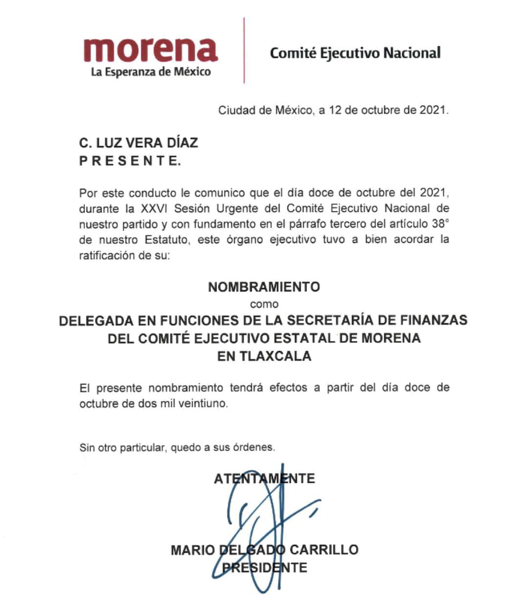 Será Luz Vera titular de finanzas de Morena 