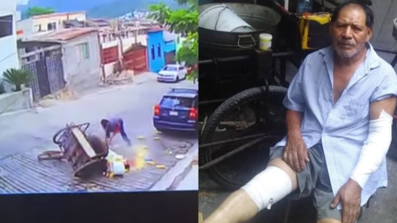 Elotero resbala, tira su mercancía y sufre quemaduras; usuarios en redes se unen para ayudarlo