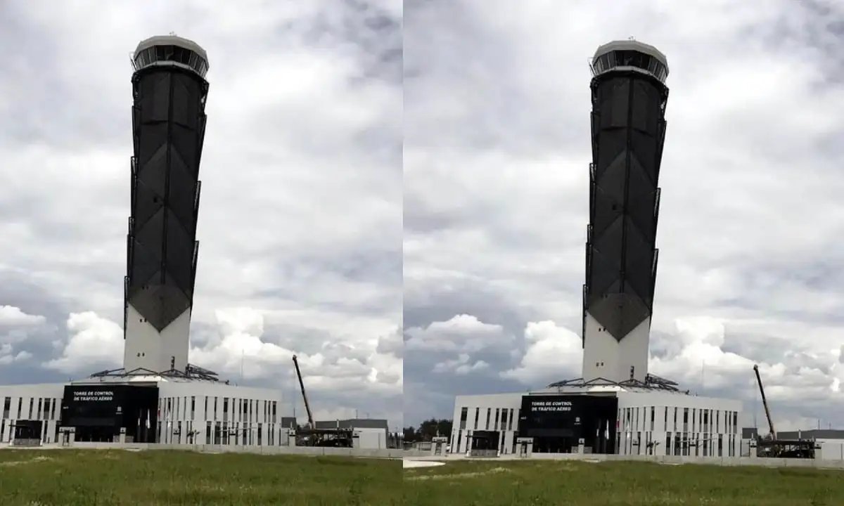 Torre de control del aeropuerto de Felipe Ángeles no esta inclinada, fotografía fue manipulada