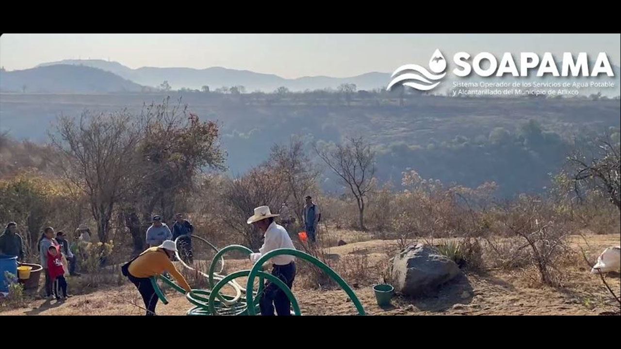 Soapama da seguimiento con la donación de pipas de agua y actividades de riego en la reforestación 2021