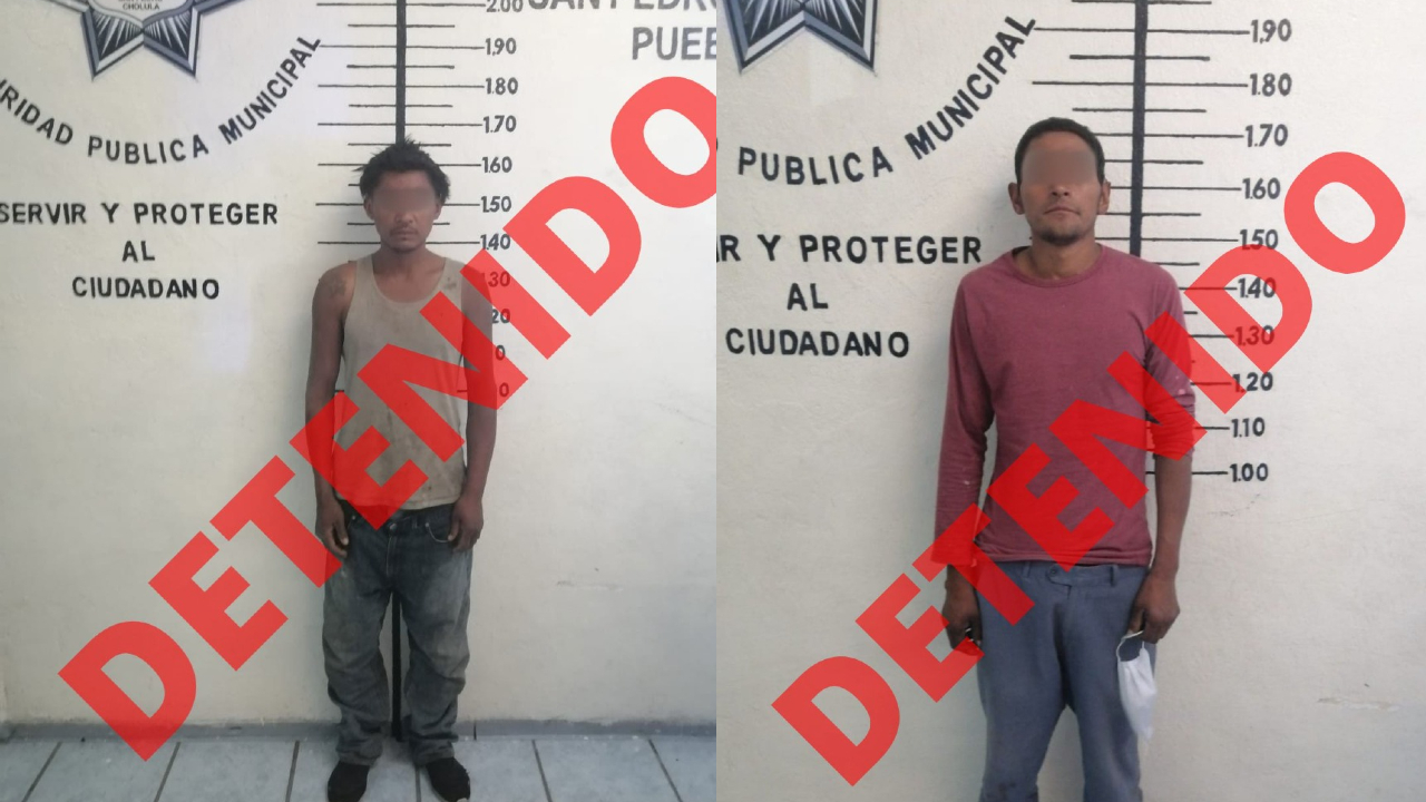 Policías de San Pedro Cholula detuvieron a dos presuntos y lograron evitar el robo a una casa