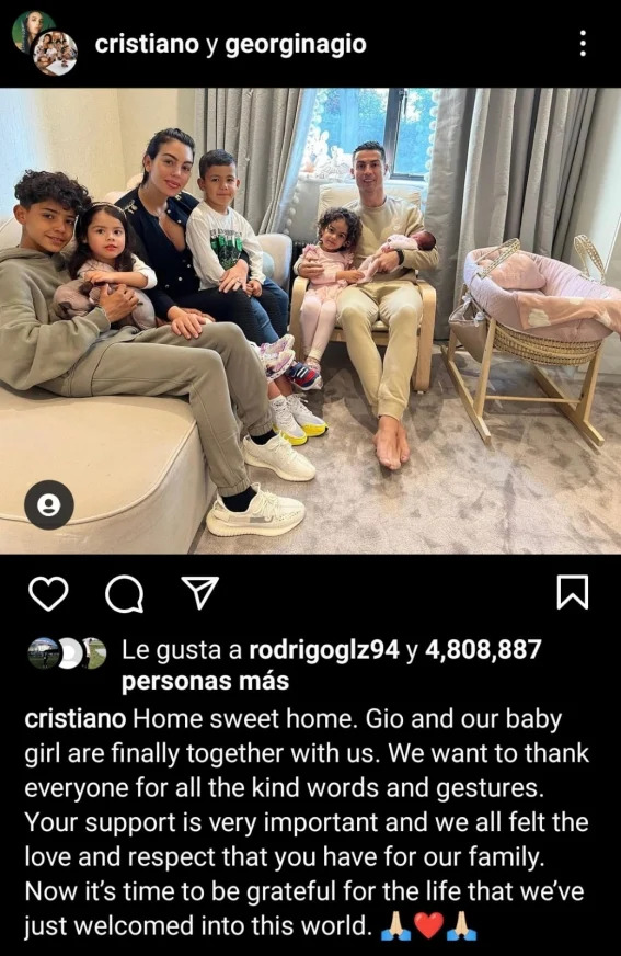 cr7 presenta al bebe con georgina