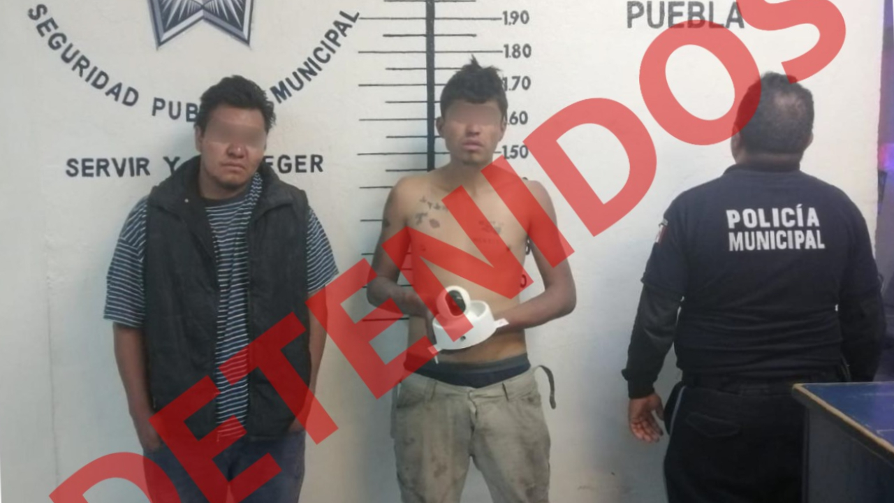 Detienen en San Pedro Cholula a dos presuntos ladrones de cámaras de videovigilancia 
