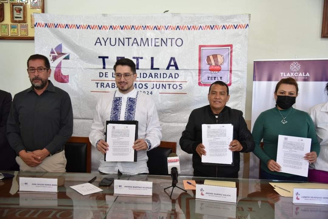 Firman convenio la Secretaría De Cultura y el municipio de Tetla De La Solidaridad