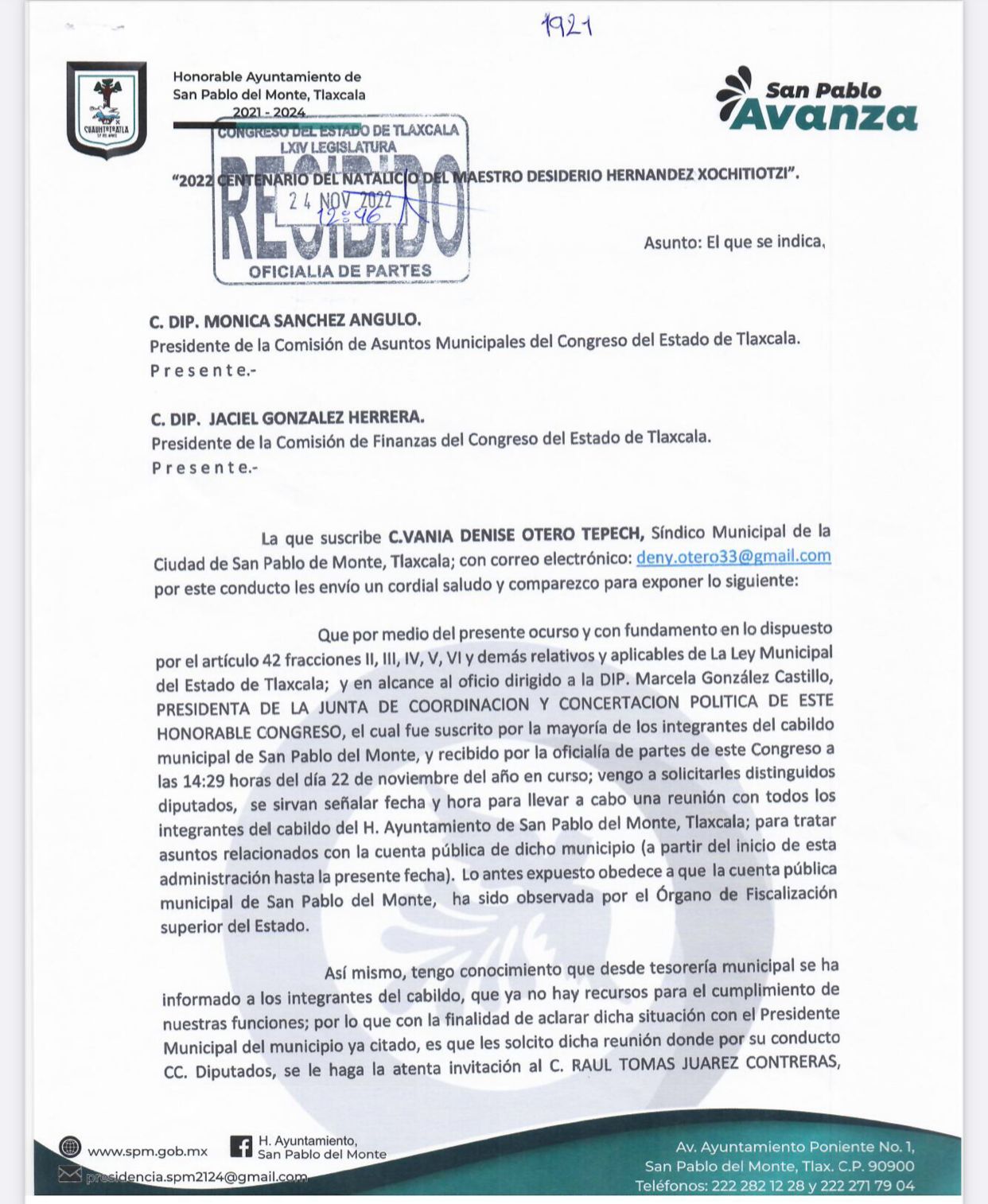 Síndica de SPM denuncia omisiones por parte de su alcalde 