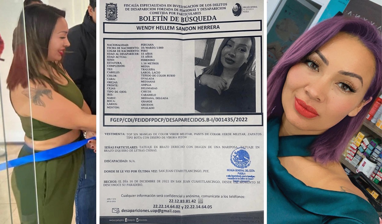 Wendy Sandon, peruana desaparecida en Puebla, fue localizada sin vida 