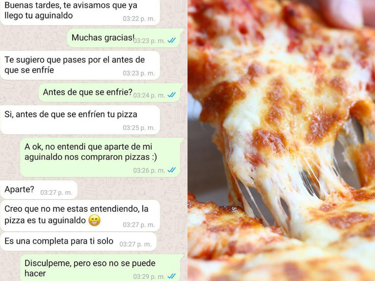 Trabajador exhibe a su patrón tras recibir pizza como pago de aguinaldo