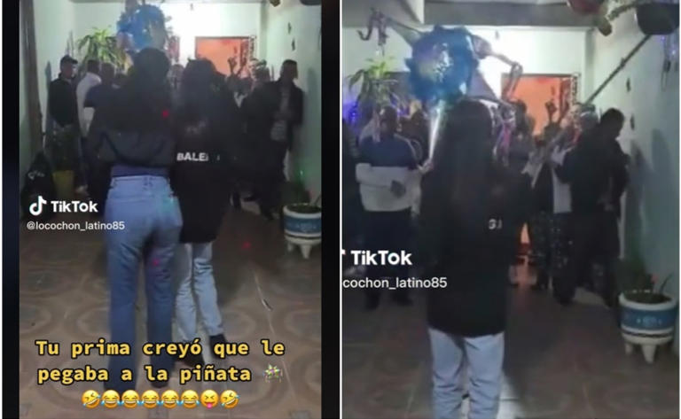 Posada no salió como esperaba... pensó que le pegaba a la piñata (Vídeo)
