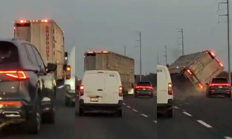 Trailero enfurecido cierra paso a conductores y termina volcándose (Vídeo)