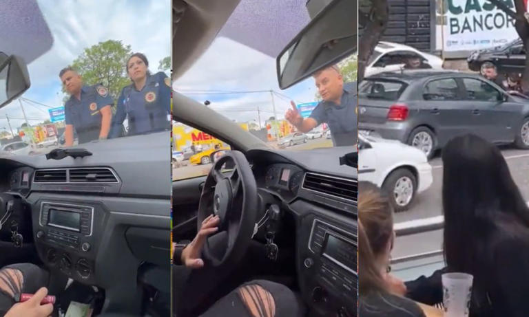 Policías intentar detener a automovilista; sin embargo, arranca con ellos en el cofre (Vídeo)