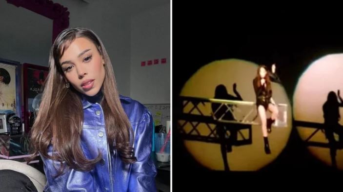 Danna Paola sufrió un nuevo incidente en concierto: se quedó colgando de un arnés