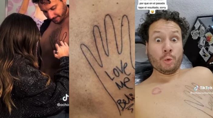 Fan se volvió viral por tatuarse la mano y el beso de Belinda en el pecho