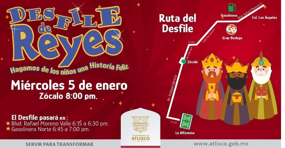 Desfile de reyes en Atlixco