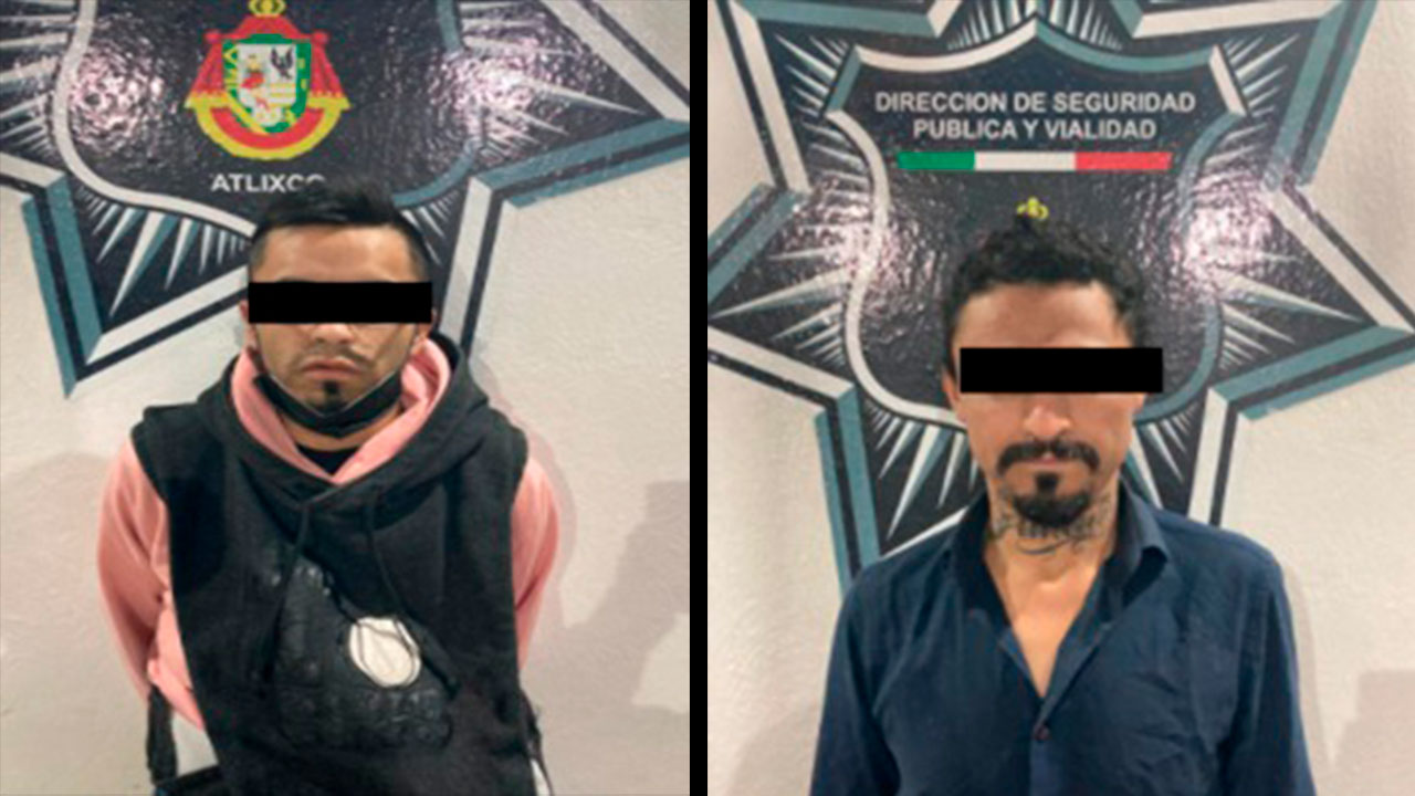 En la Trinidad Tepango en el municipio de Atlixco, detienen a dos sujetos por posesión de armas 