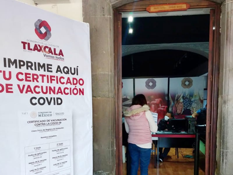 Por decreto, exigen certificado de vacunación para ingresar a lugares públicos en Tlaxcala