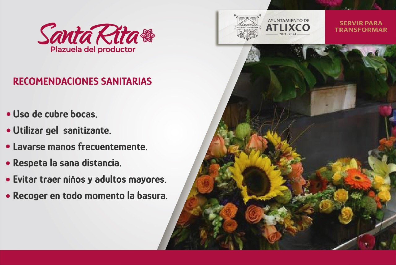 Se refuerzan medidas de prevención en la plazuela de Santa Rita en Atlixco