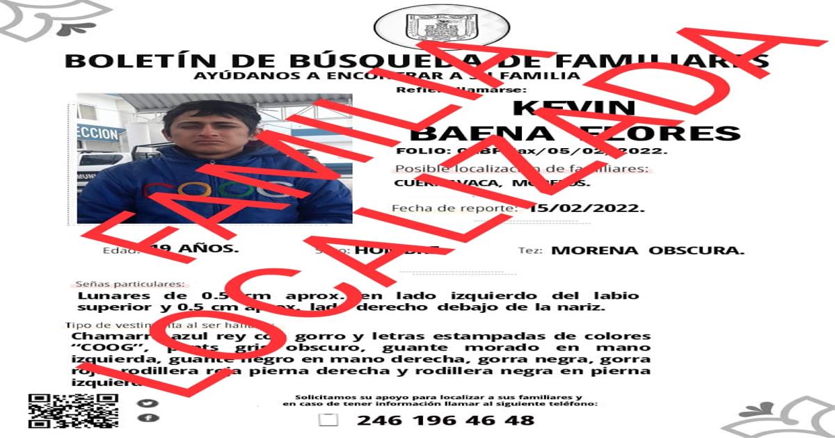 Localiza seguridad pública municipal a persona con reporte de búsqueda