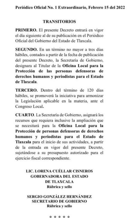 Listas oficinas de atención a activistas y periodistas, falta titular