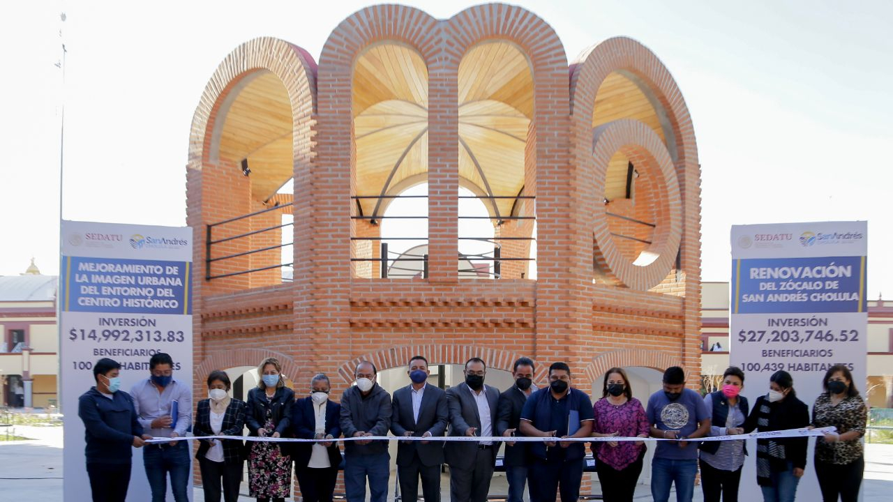 SEDATU finalizó el reacondicionamiento del Zócalo de San Andrés Cholula 