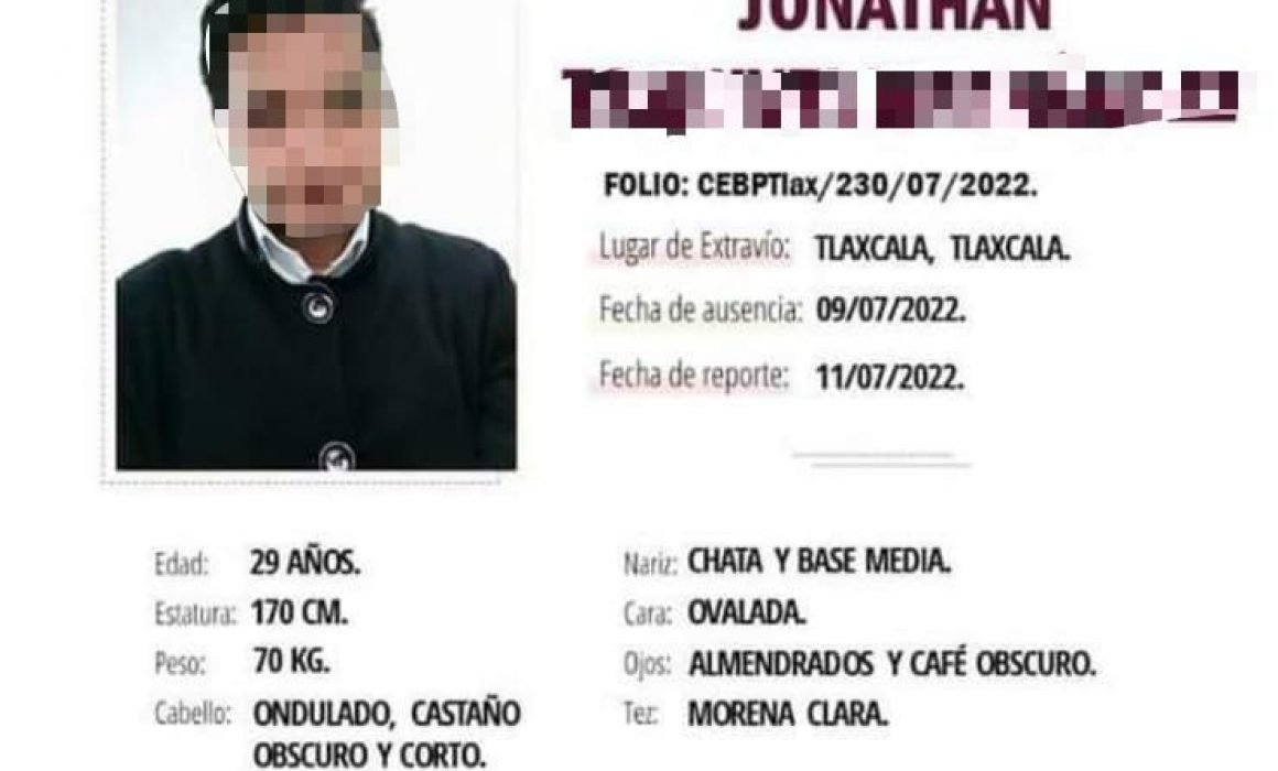 Hallan sin vida en Santa Cruz Tlaxcala a Jonathan N. estaba desaparecido