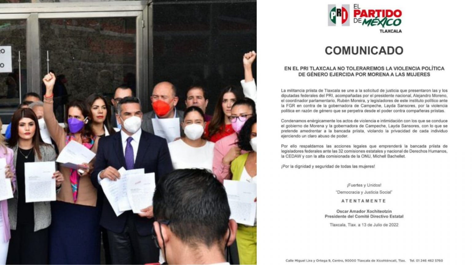 Respalda PRI Tlaxcala acciones legales contra morena por violencia política