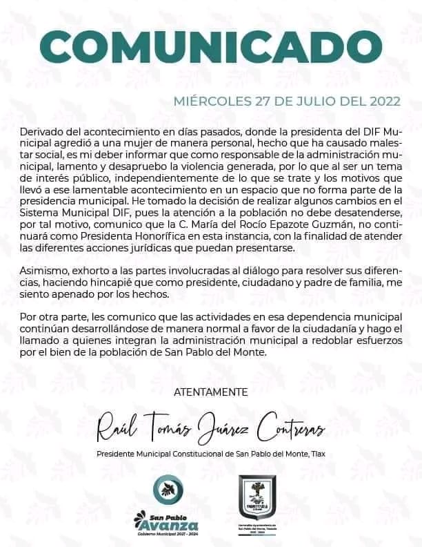Separan del cargo a presidenta del DIF de San Pablo del Monte 