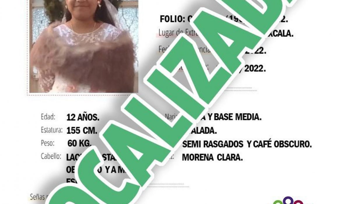 Localiza policía de Tlaxcala capital a menor reportada como extraviada
