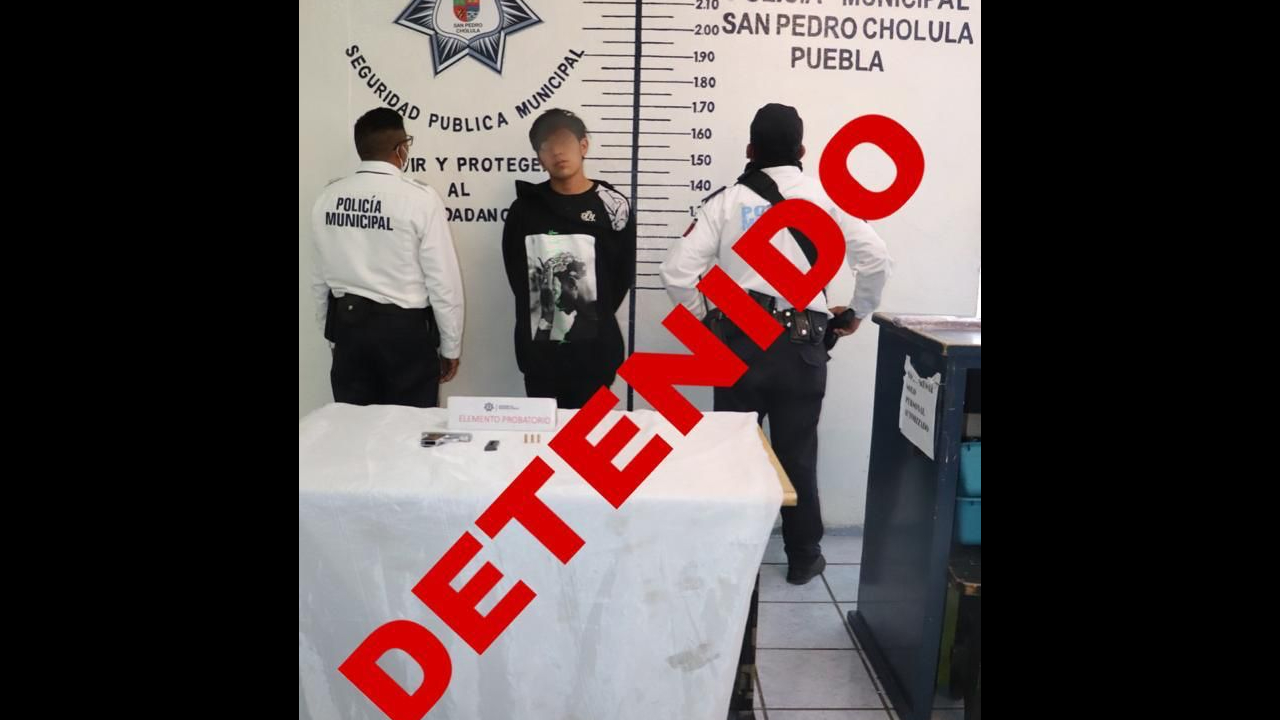 Joven de 19 años se paseaba por las calles de San Pedro Cholula con un arma de fuego