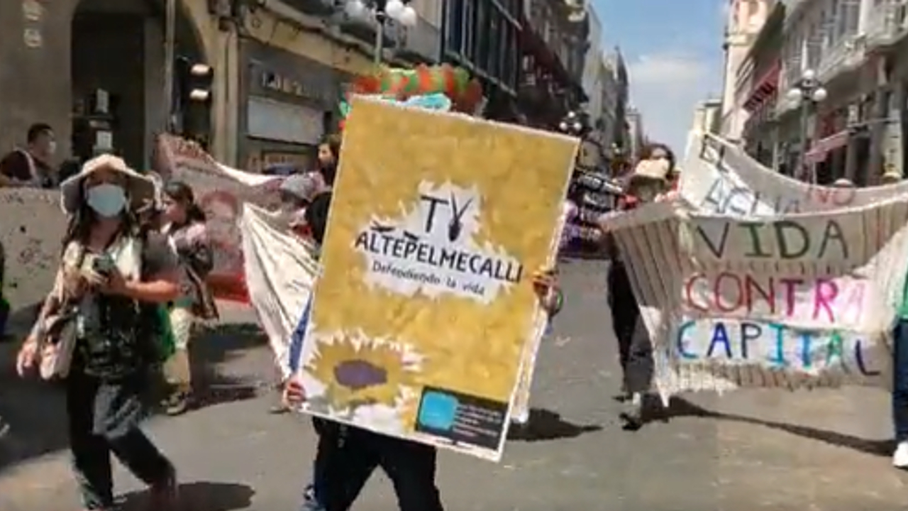 Miembros de “Pueblos Unidos” se manifestaron en contra de la sobreexplotación de los pozos de la zona de Cholula y Juan C Bonilla