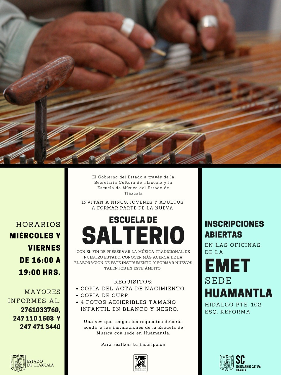 Secretaría de Cultura abre convocatoria de ingreso a escuela de salterios en Huamantla