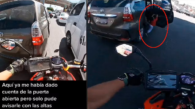 (VIDEO) Padres arrastran a su menor tras no percatarse que su vehículo llevaba una puerta abierta