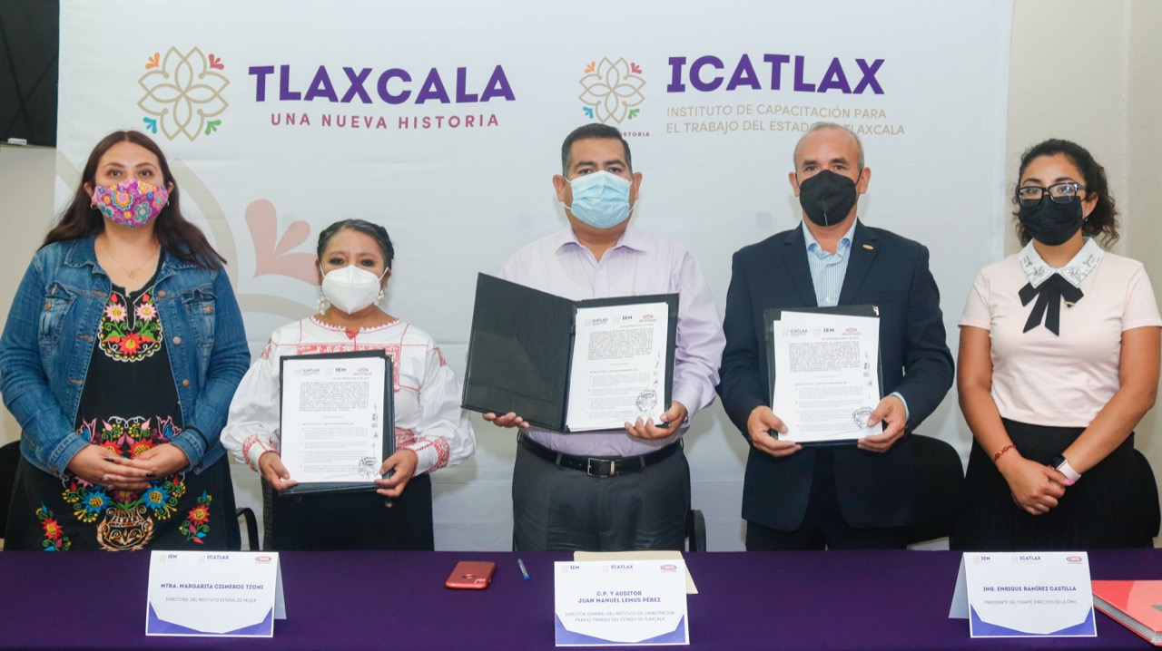 Firman convenio ICATLAX, IEM y CMIC en materia de capacitación