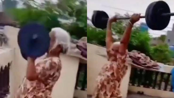 Abuelita de 80 años se hace viral tras levantar barra de pesas