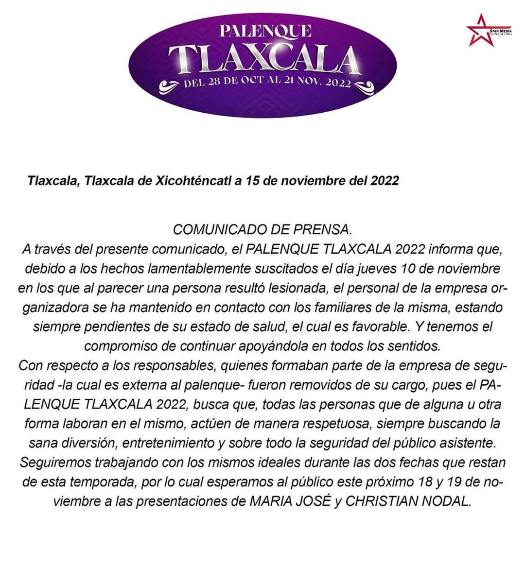 Cesan a trabajadores de Seguridad privada tras trifulca en concierto