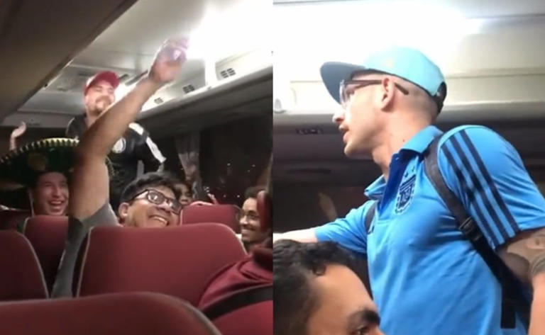 Aficionados mexicanos hacen enfurecer a argentino por cántico de las Malvinas (Vídeo)
