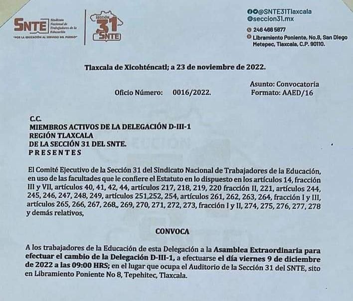 Trabajadores Del SNTE 31 Exigen Renovación Total De La Delegación D-III-I