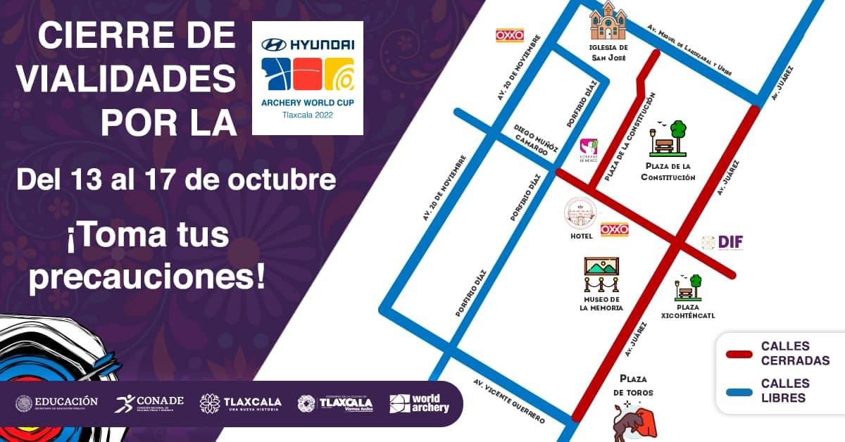 Ayuntamiento cierra vialidades con motivo del Mundial de Tiro con Arco