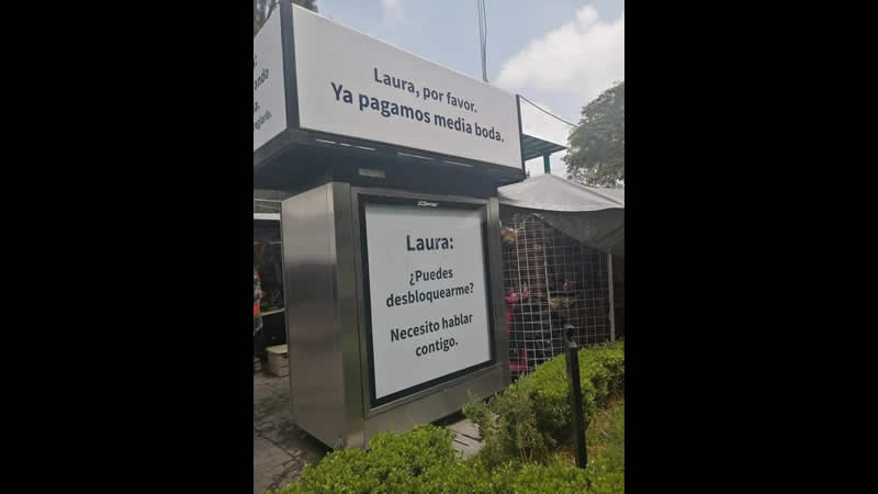 “Perdóname Laura: ella y yo solo somos amigos”: aparecen espectaculares de disculpa en la CDMX