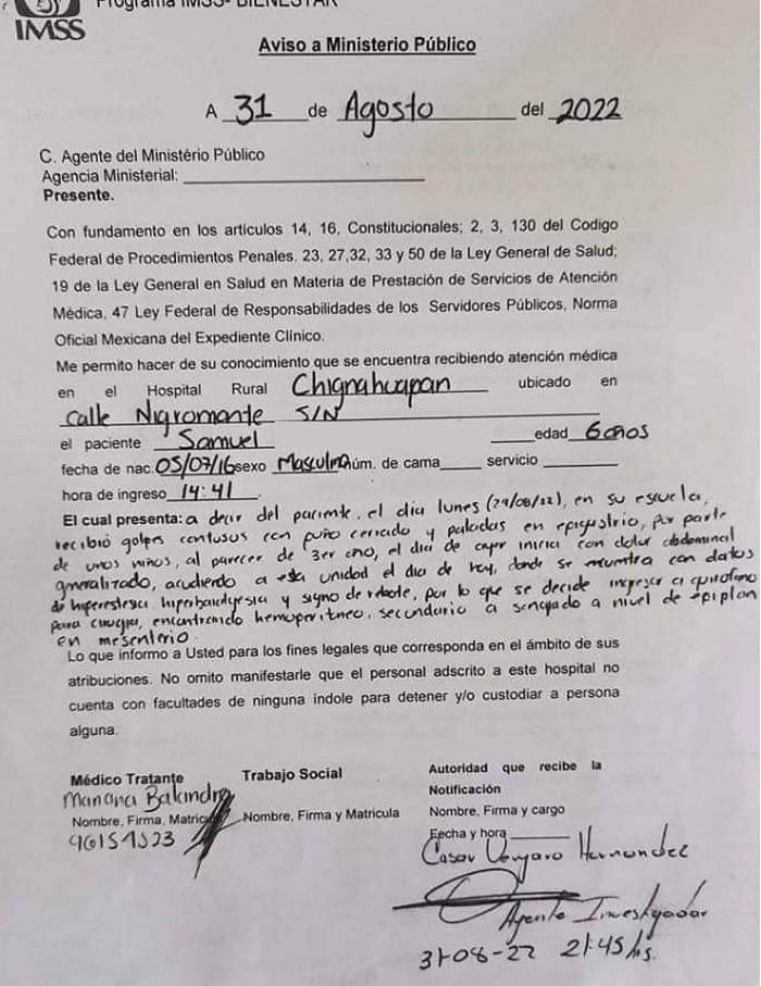 alumno golpeado