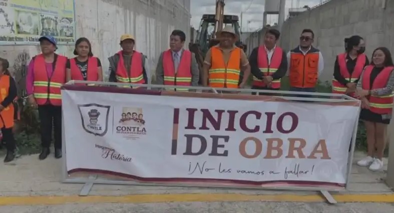 Ayuntamiento de Contla inicia obra de adoquinamiento en Santa María Aquiahuac