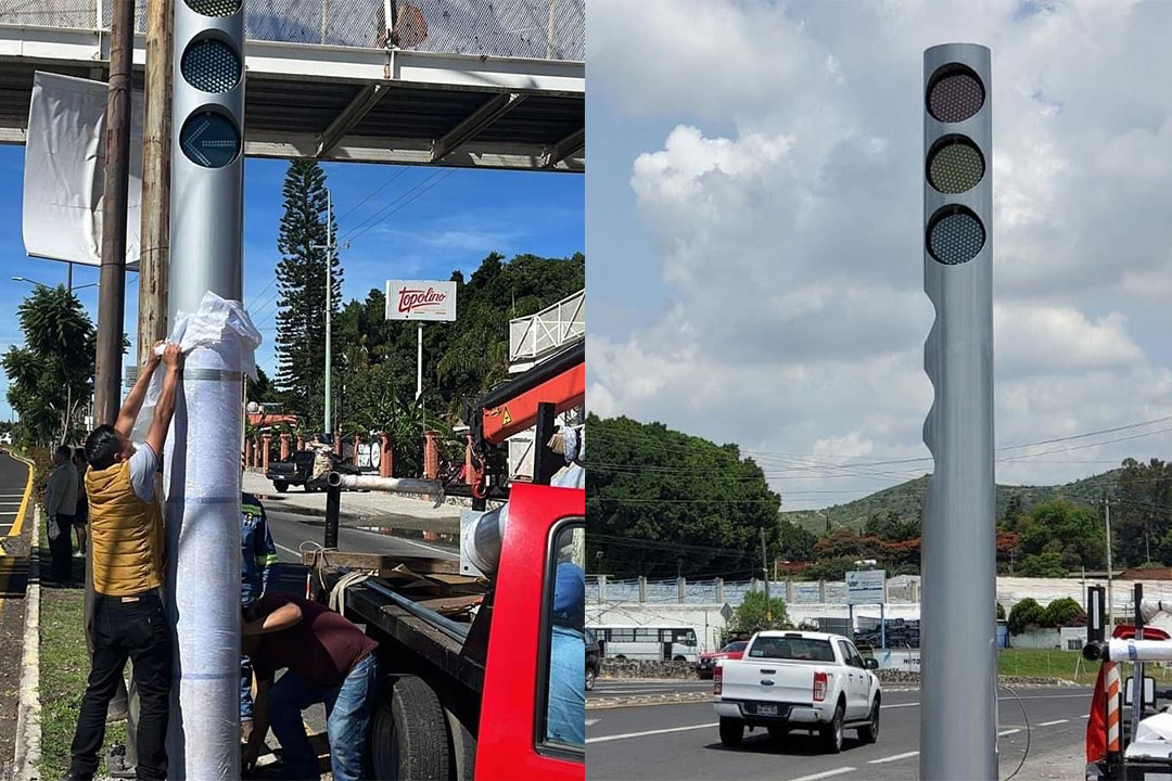 Avanza Atlixco con la instalación de nuevos de nuevos semáforos en accesos principales del municipio