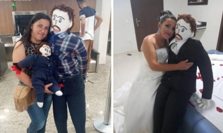 Mujer se casa con muñeco de trapo y anuncia su segundo embarazo