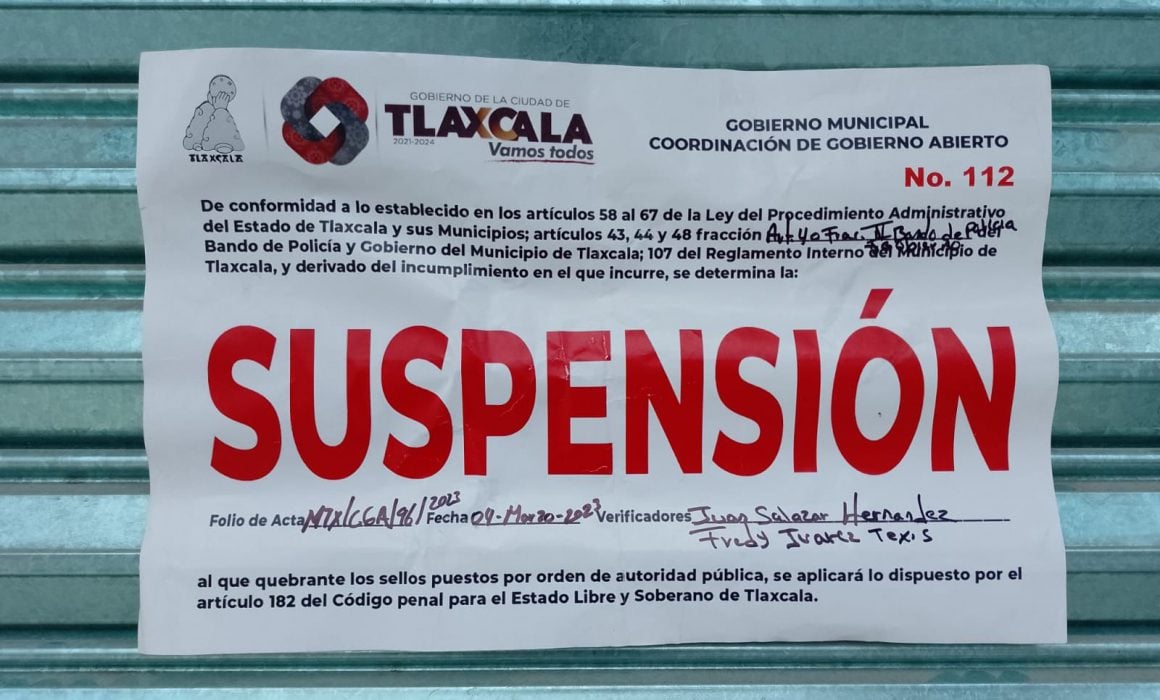 Suspenden negocio que expendía alcohol sin licencia en Cuauhtelulpan