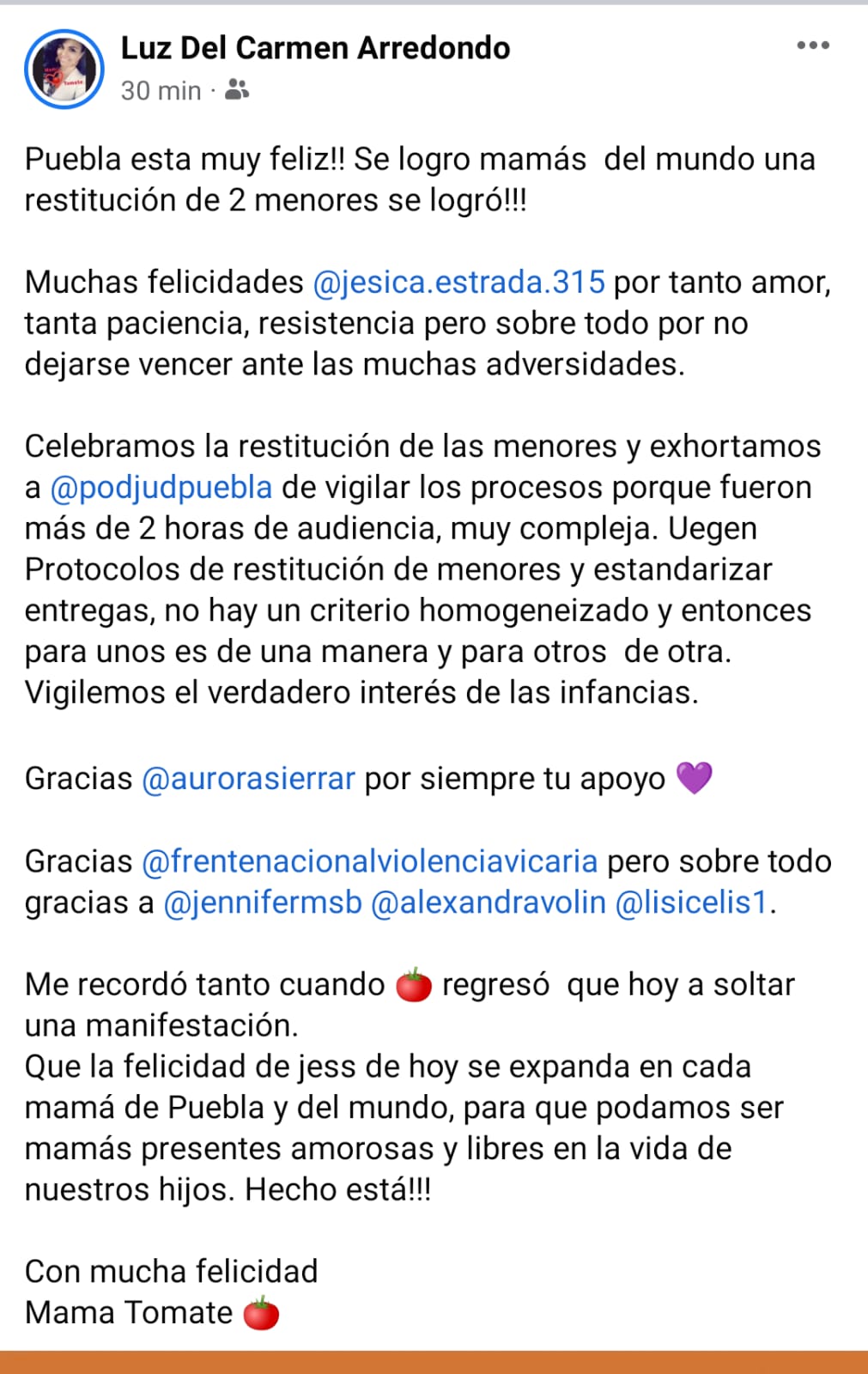 Yesica Estada marca precedente en Cholula, Puebla, México y latino américa gracias a Ley Vicaria 