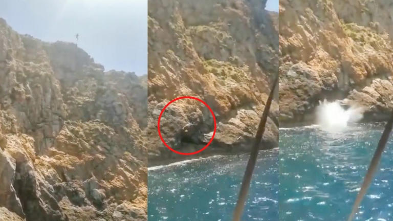 Mujer graba la muerte de su marido; quien se lanzó desde acantilado (Vídeo)
