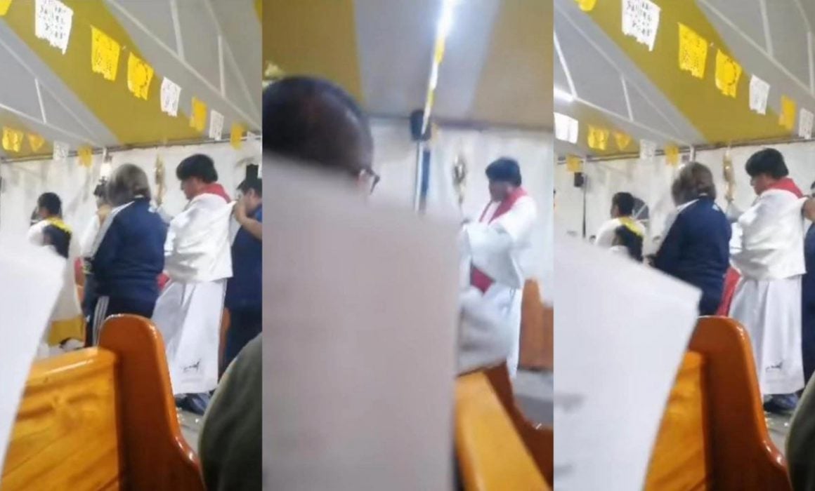 Exhiben a párroco de Tepeyanco oficiando misa en presunto estado etílico
