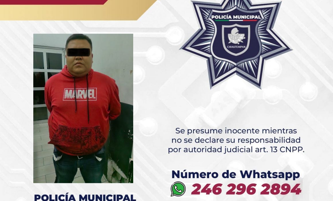 Detiene Policía de Chiautempan a masculino por asalto a gasolinera